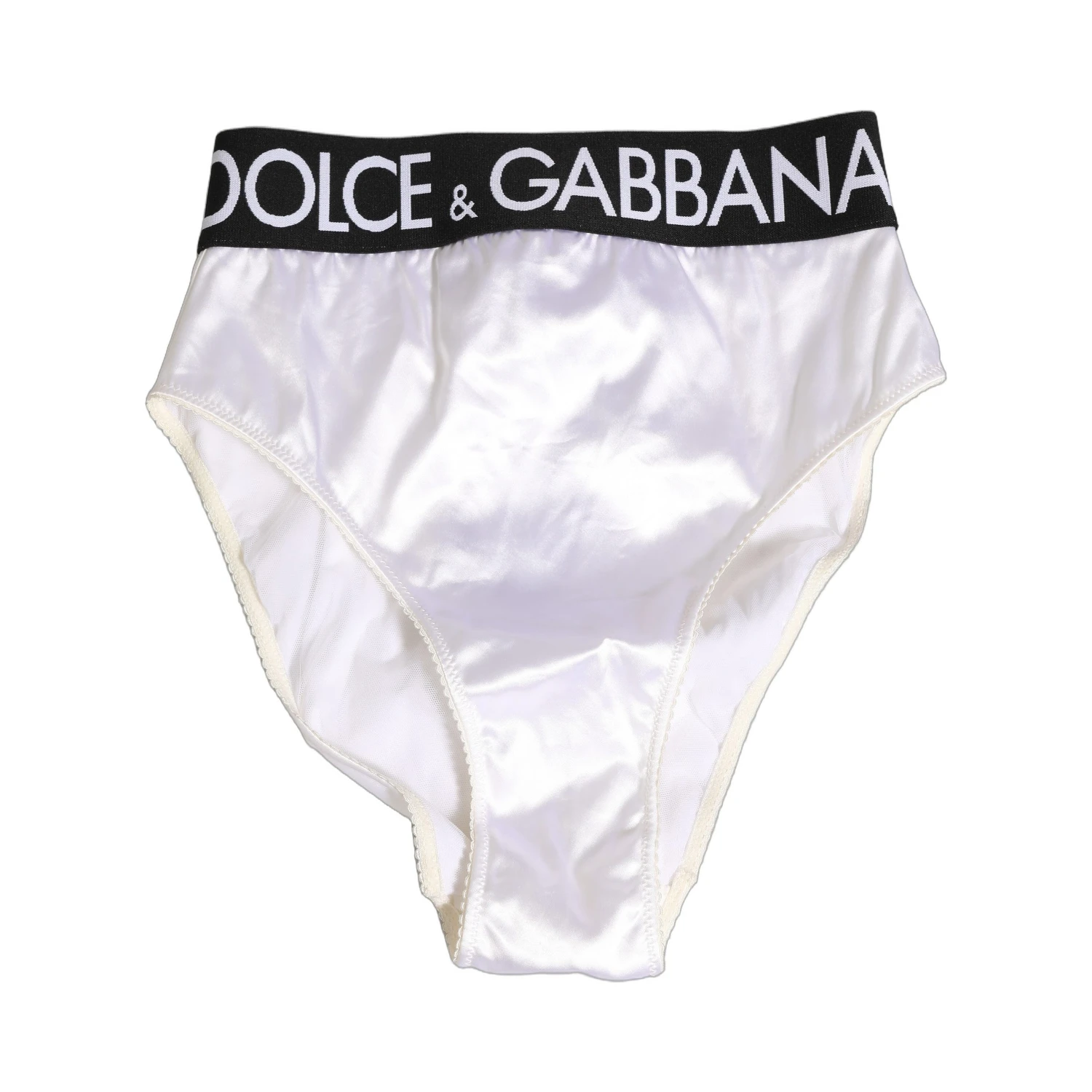 White Satin High-Waist Brief Logo Women Underwear