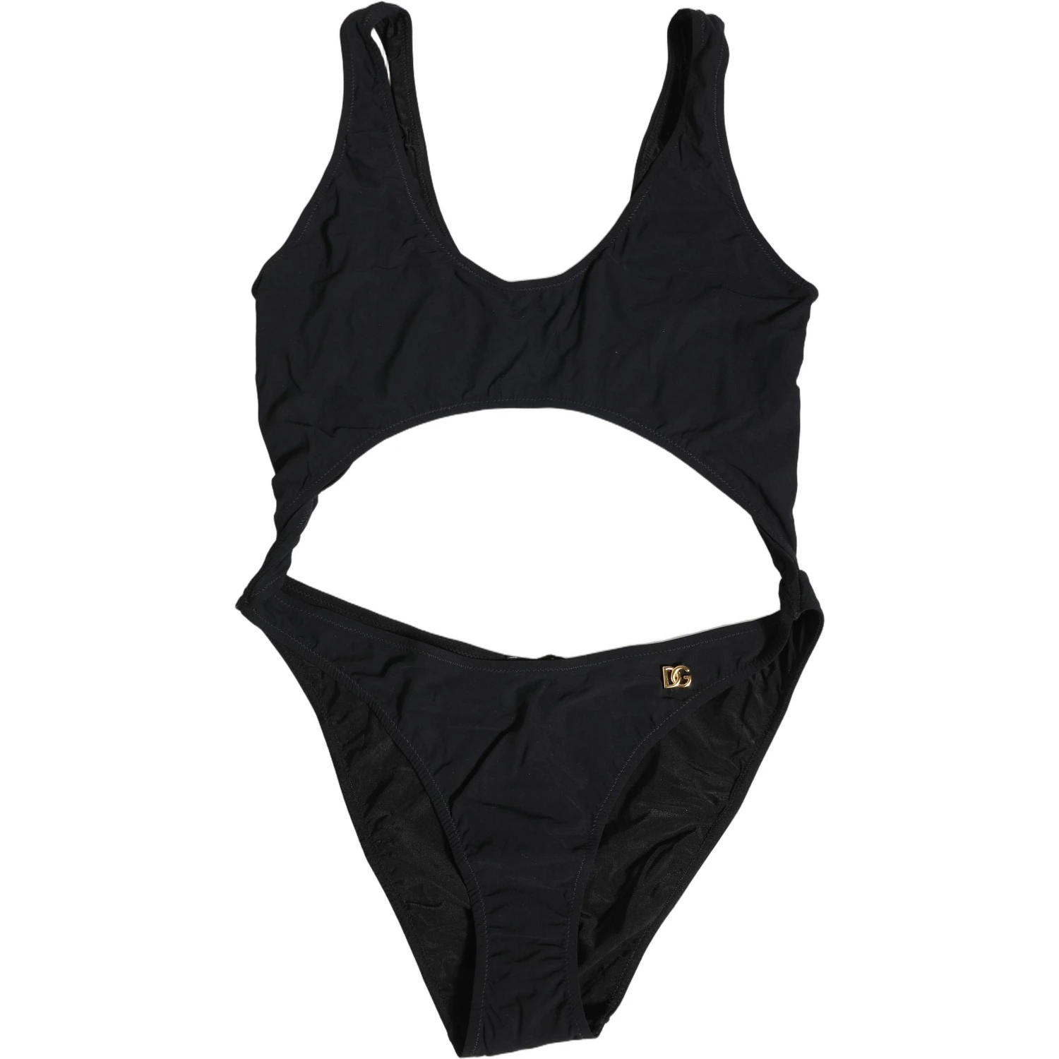 Black Cutout Logo One Piece Swimsuit Swimwear