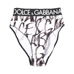 White Black Graphic Logo High Brief Underwear
