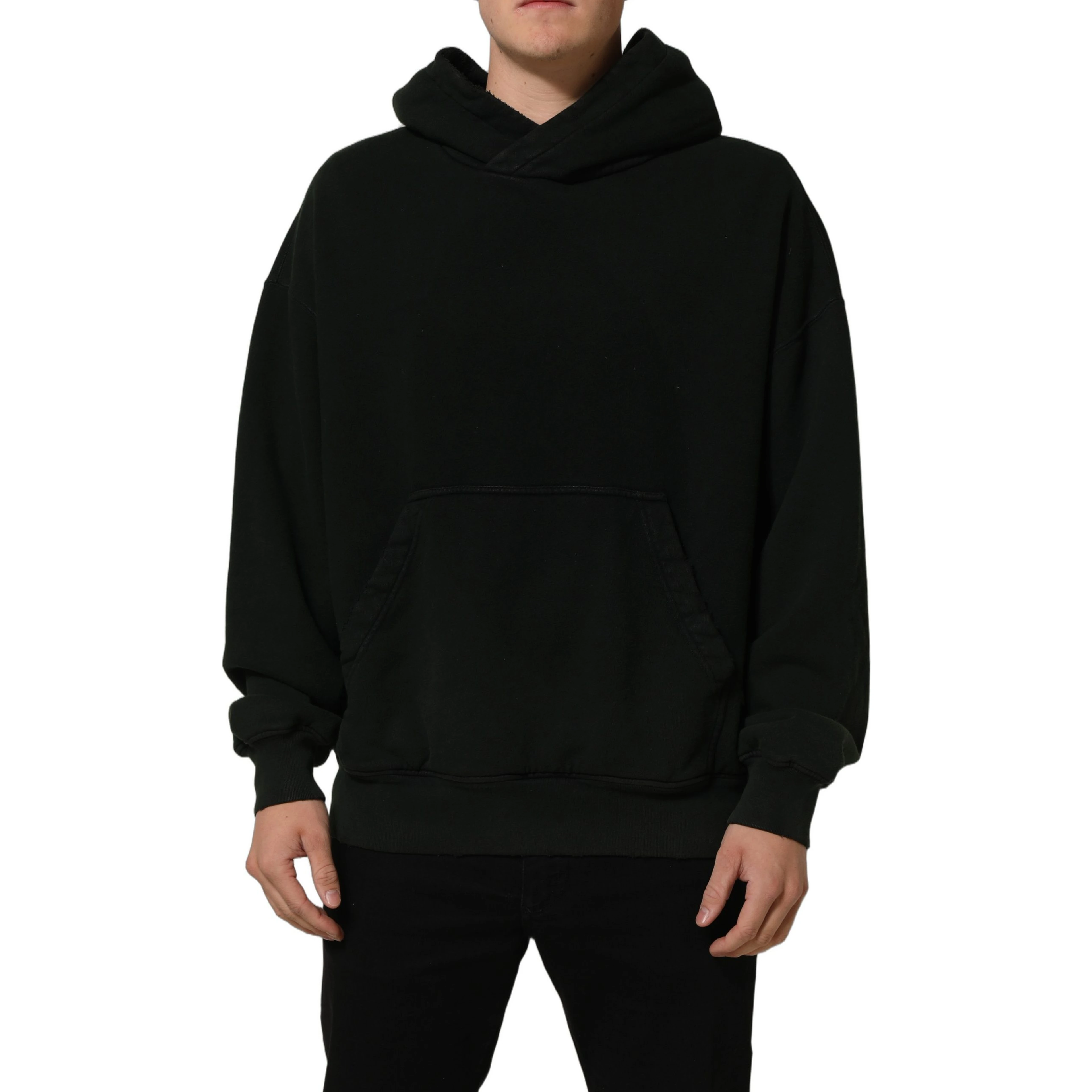Black Cotton Hooded Men Sweatshirt Sweater