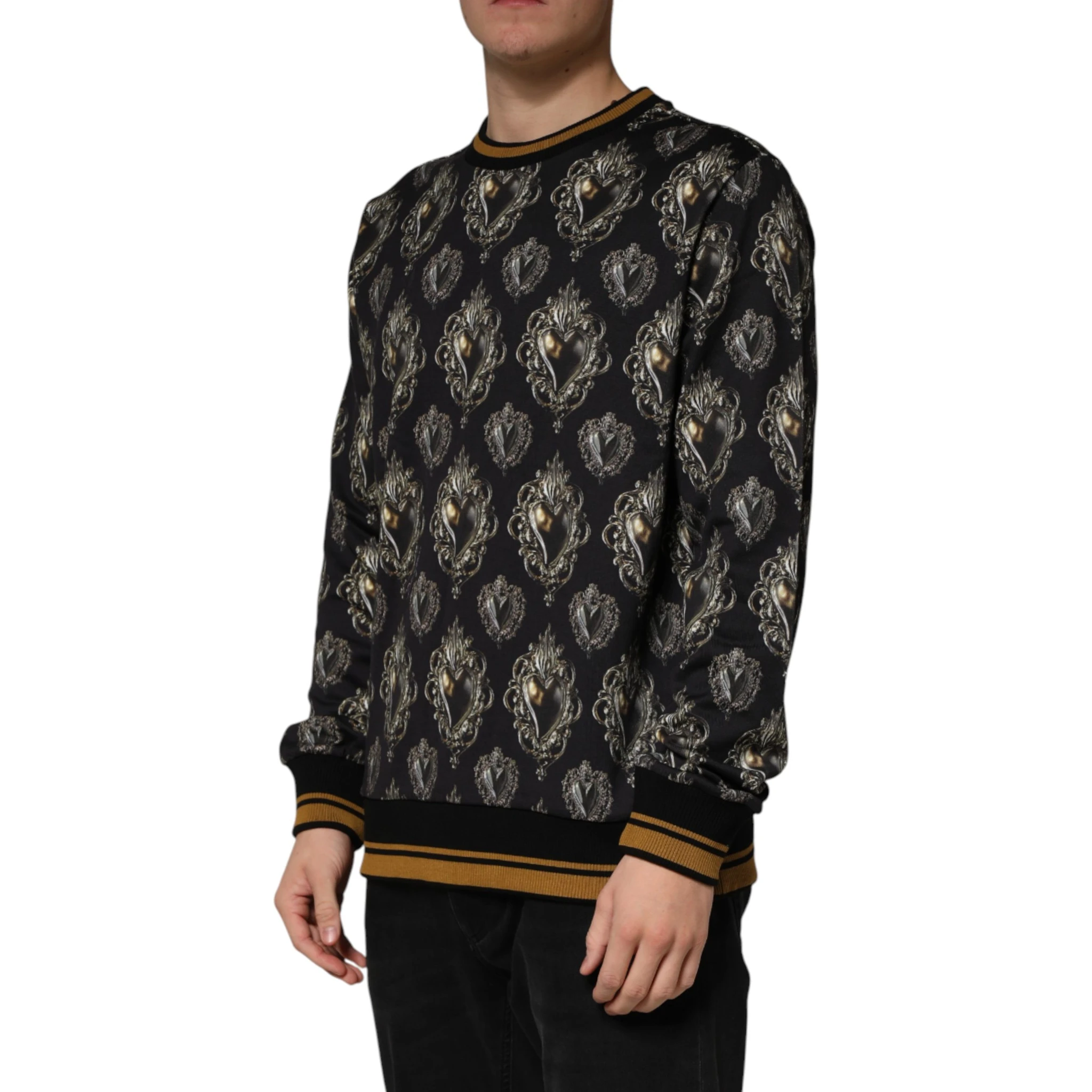 Black Sacred Heart Cotton Sweatshirt Sweater