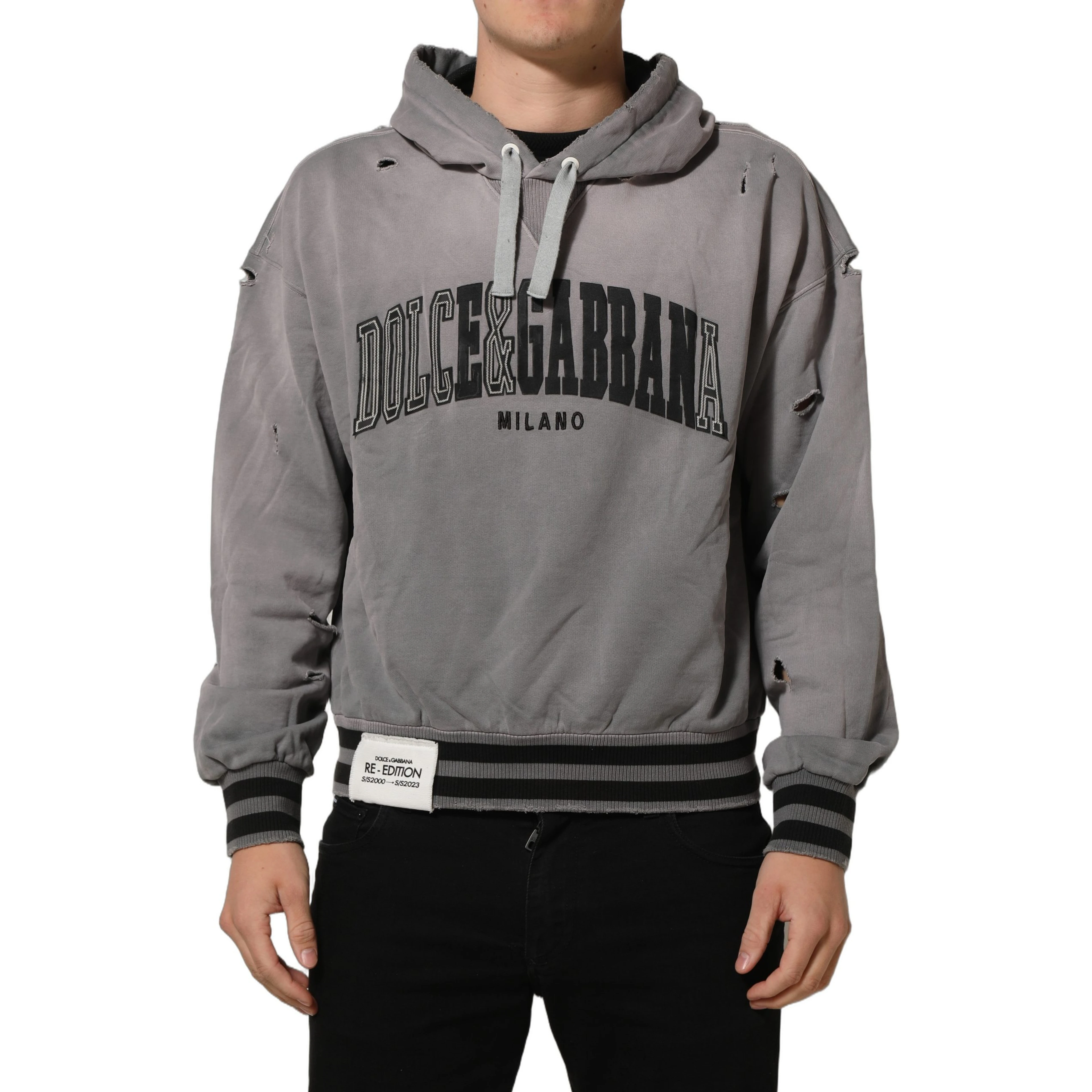 Gray Graphic Hooded Sweatshirt Men Sweater