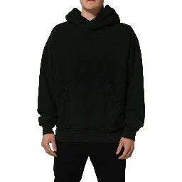 Black Cotton Hooded Men Sweatshirt Sweater