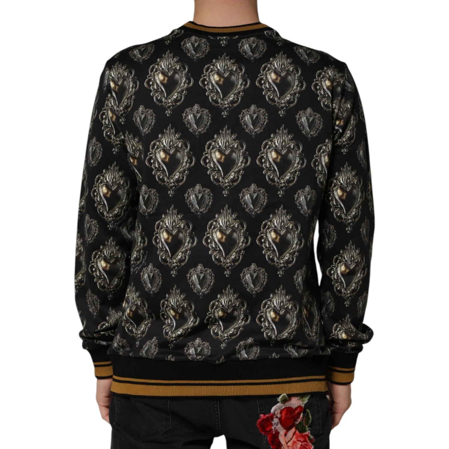 Black Sacred Heart Cotton Sweatshirt Sweater