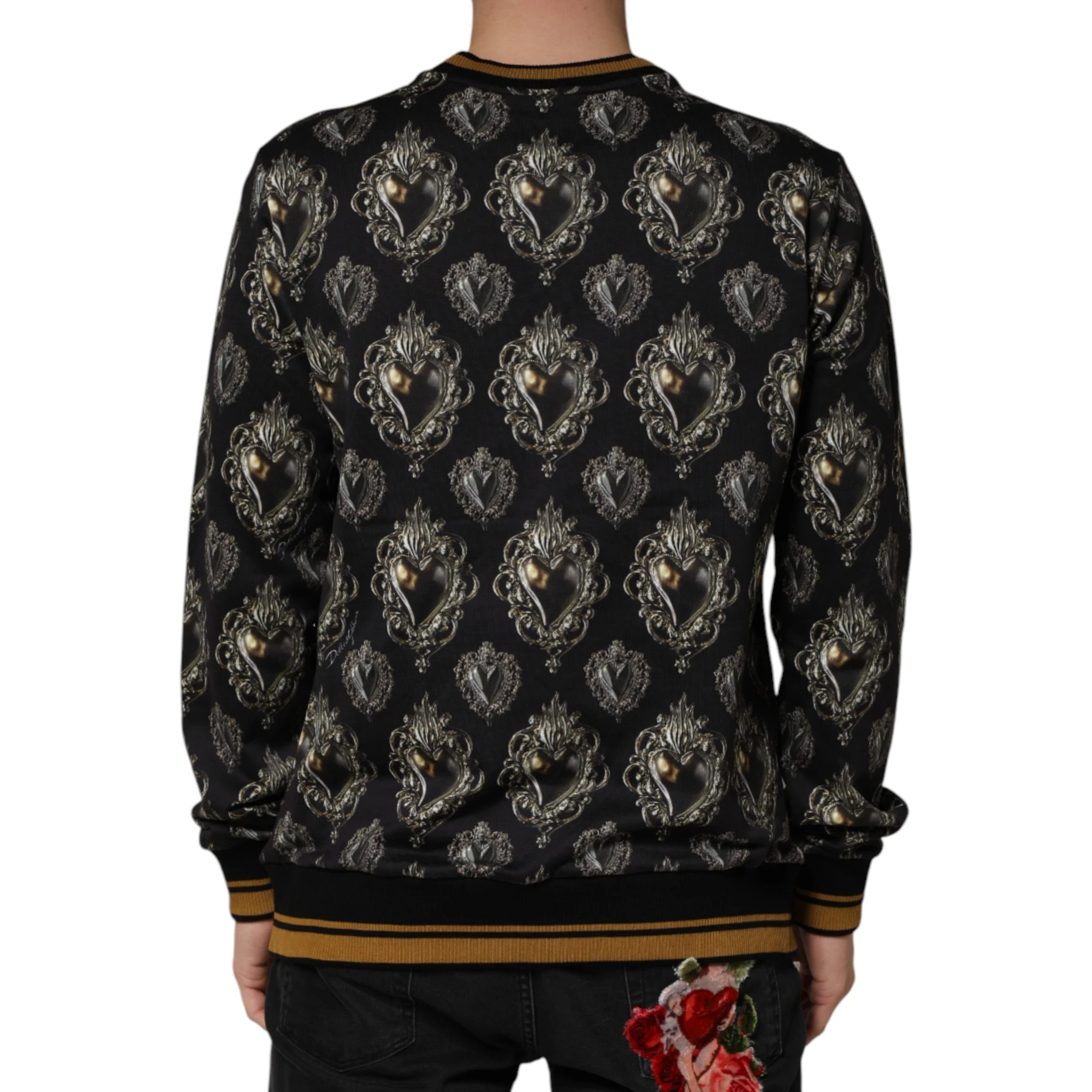 Black Sacred Heart Cotton Sweatshirt Sweater