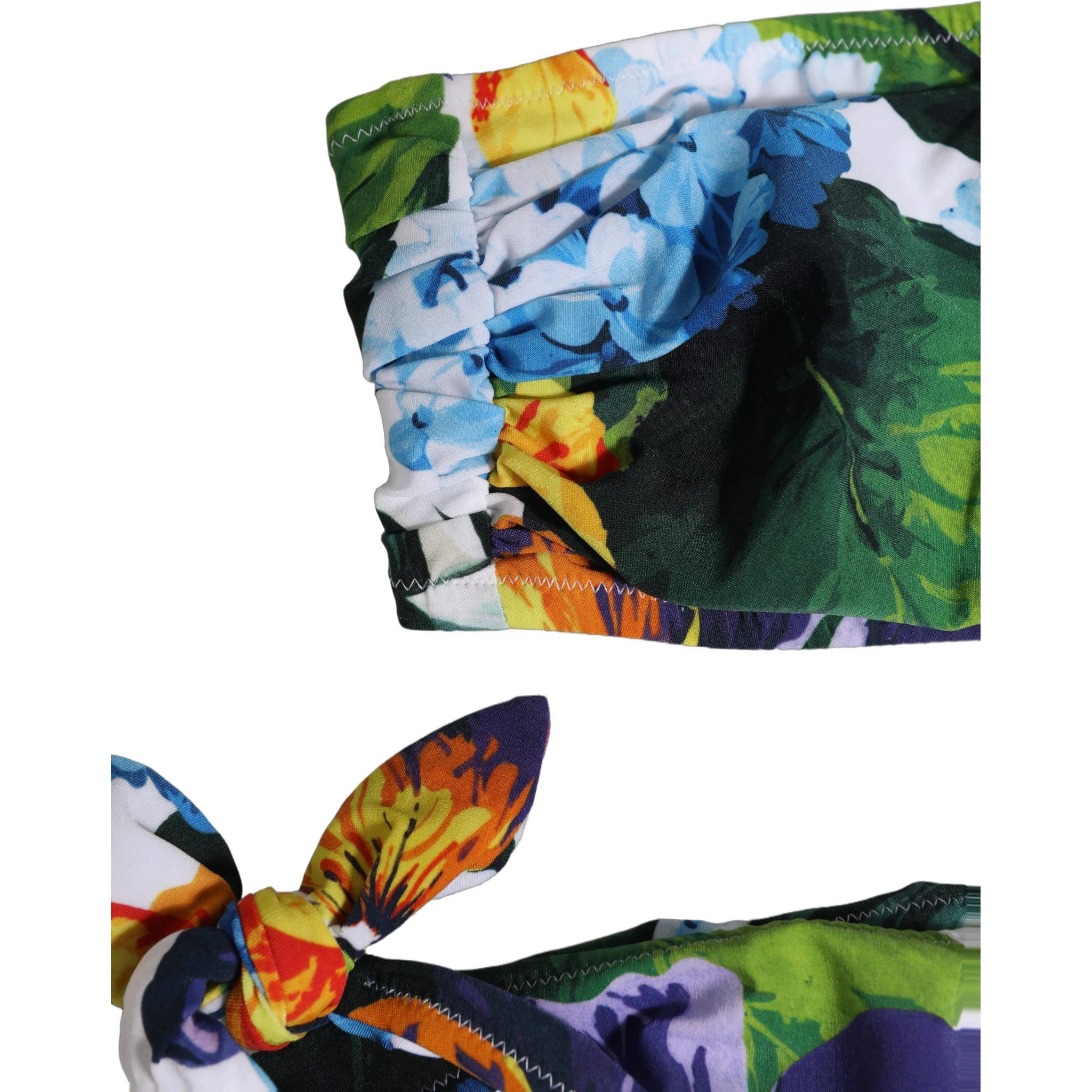 White Floral Bandeau Brief Two Piece Swimwear