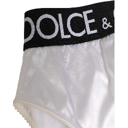 White Satin High-Waist Brief Logo Women Underwear