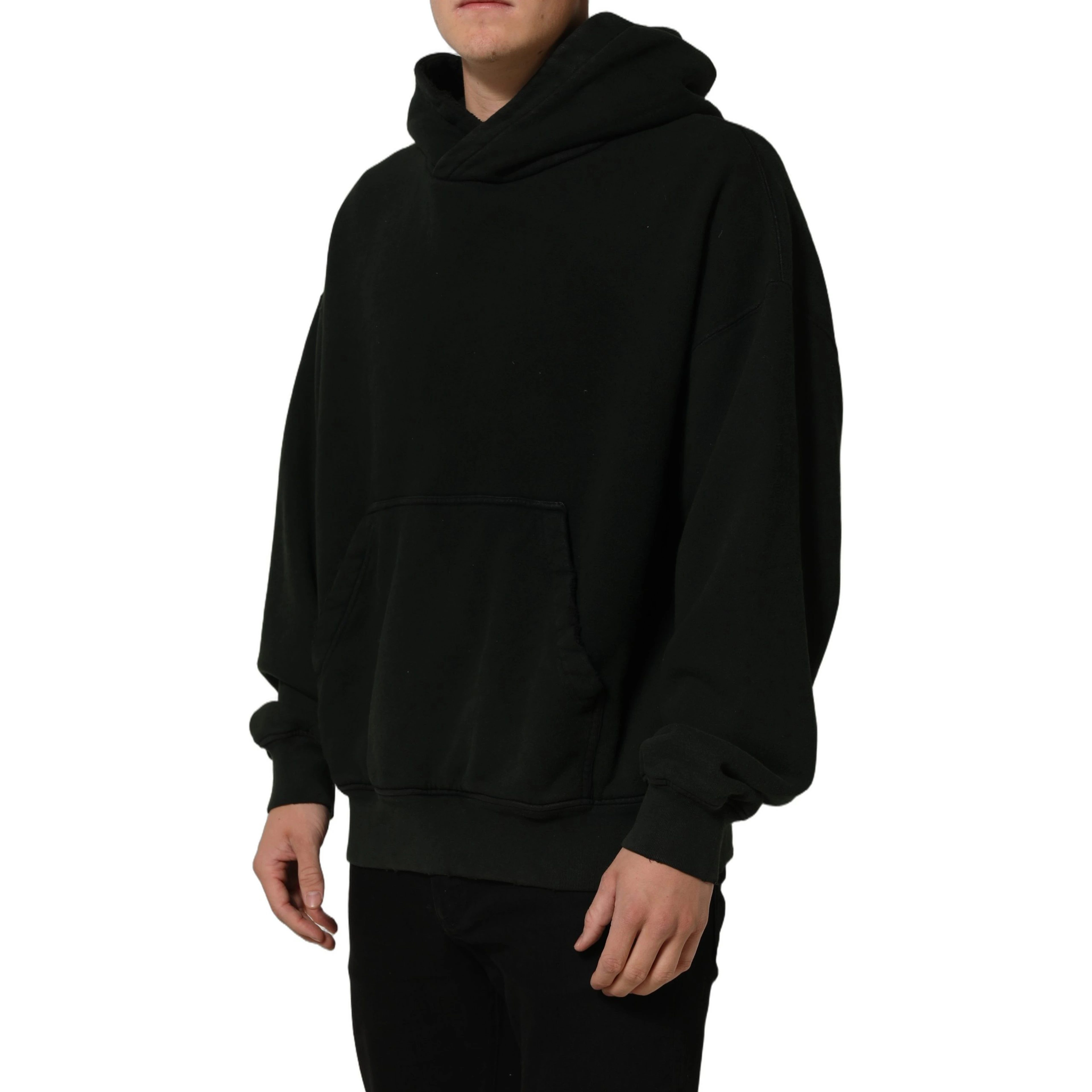 Black Cotton Hooded Men Sweatshirt Sweater