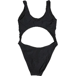 Black Cutout Logo One Piece Swimsuit Swimwear