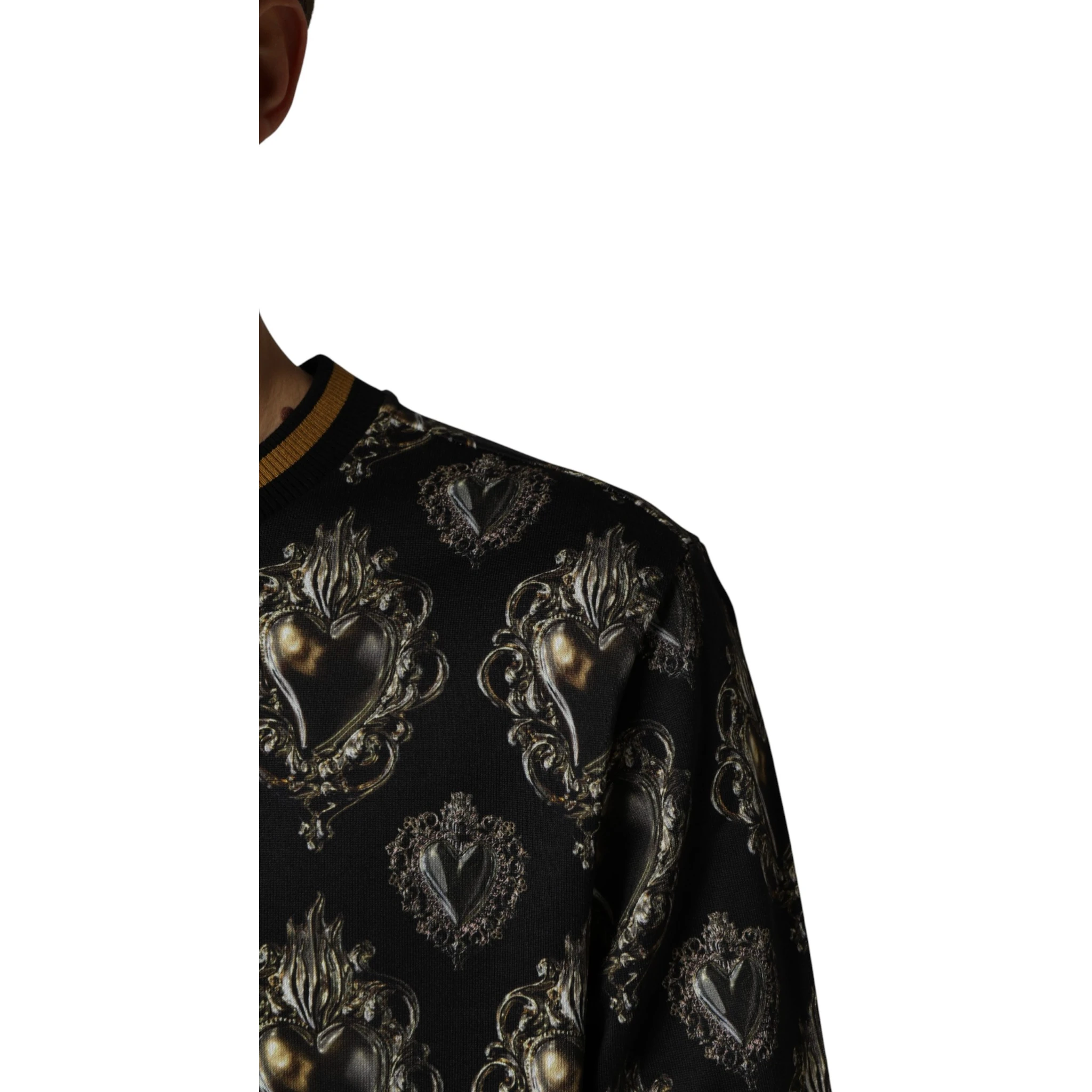 Black Sacred Heart Cotton Sweatshirt Sweater