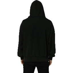 Black Cotton Hooded Men Sweatshirt Sweater