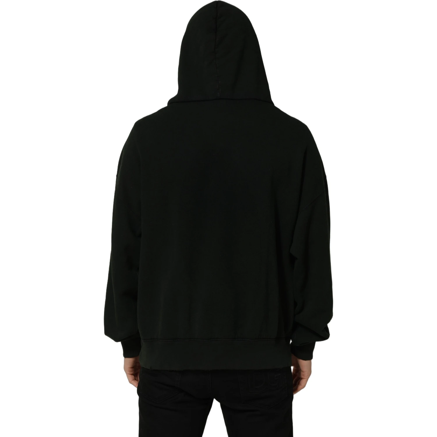 Black Cotton Hooded Men Sweatshirt Sweater