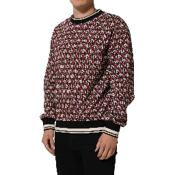 Red Logo Cotton Jacquard Sweatshirt Sweater
