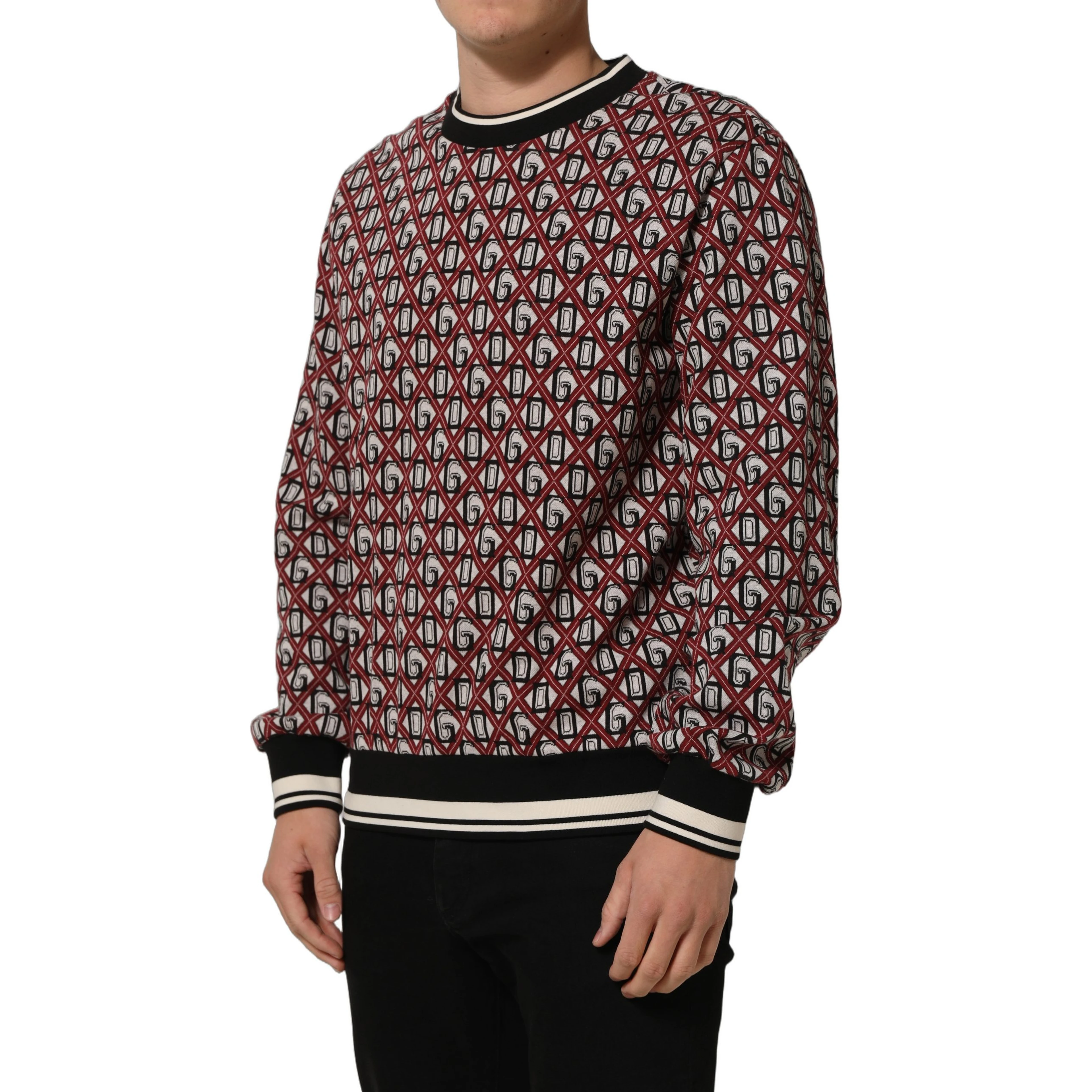 Red Logo Cotton Jacquard Sweatshirt Sweater