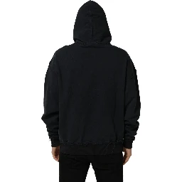 Black Anchor Print Hooded Sweatshirt Sweater