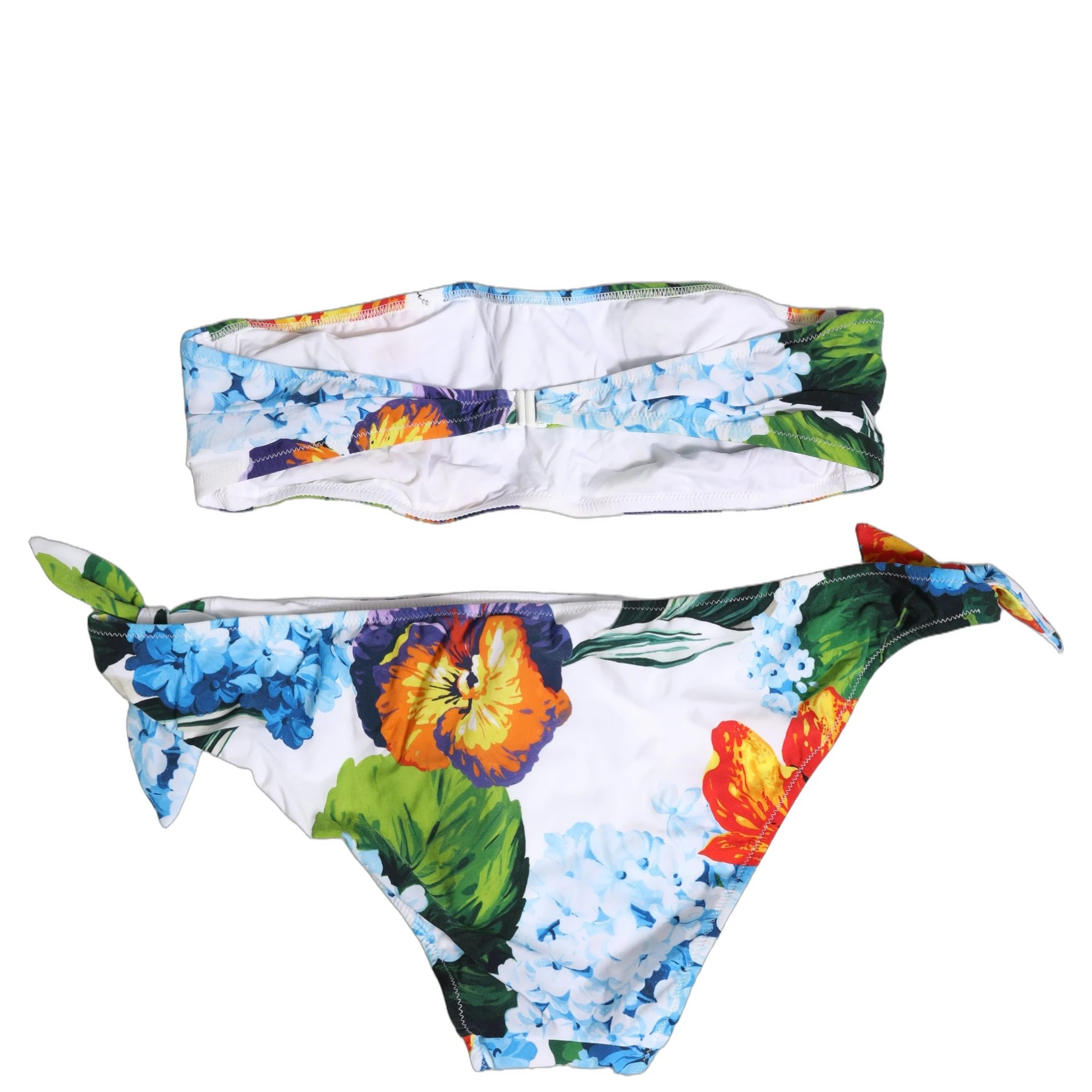 White Floral Bandeau Brief Two Piece Swimwear