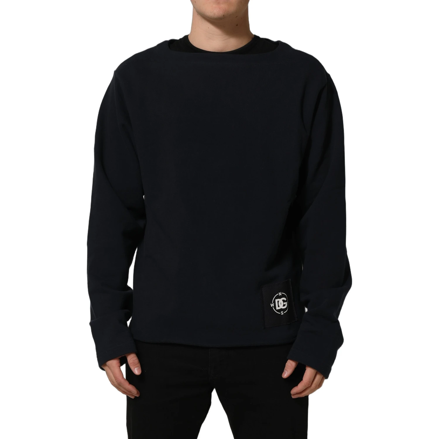 Dark Blue Logo Cotton Sweatshirt Sweater