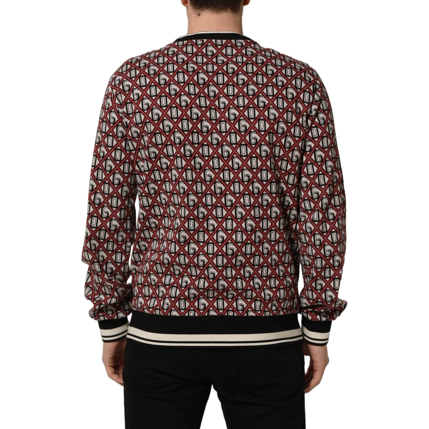 Red Logo Cotton Jacquard Sweatshirt Sweater