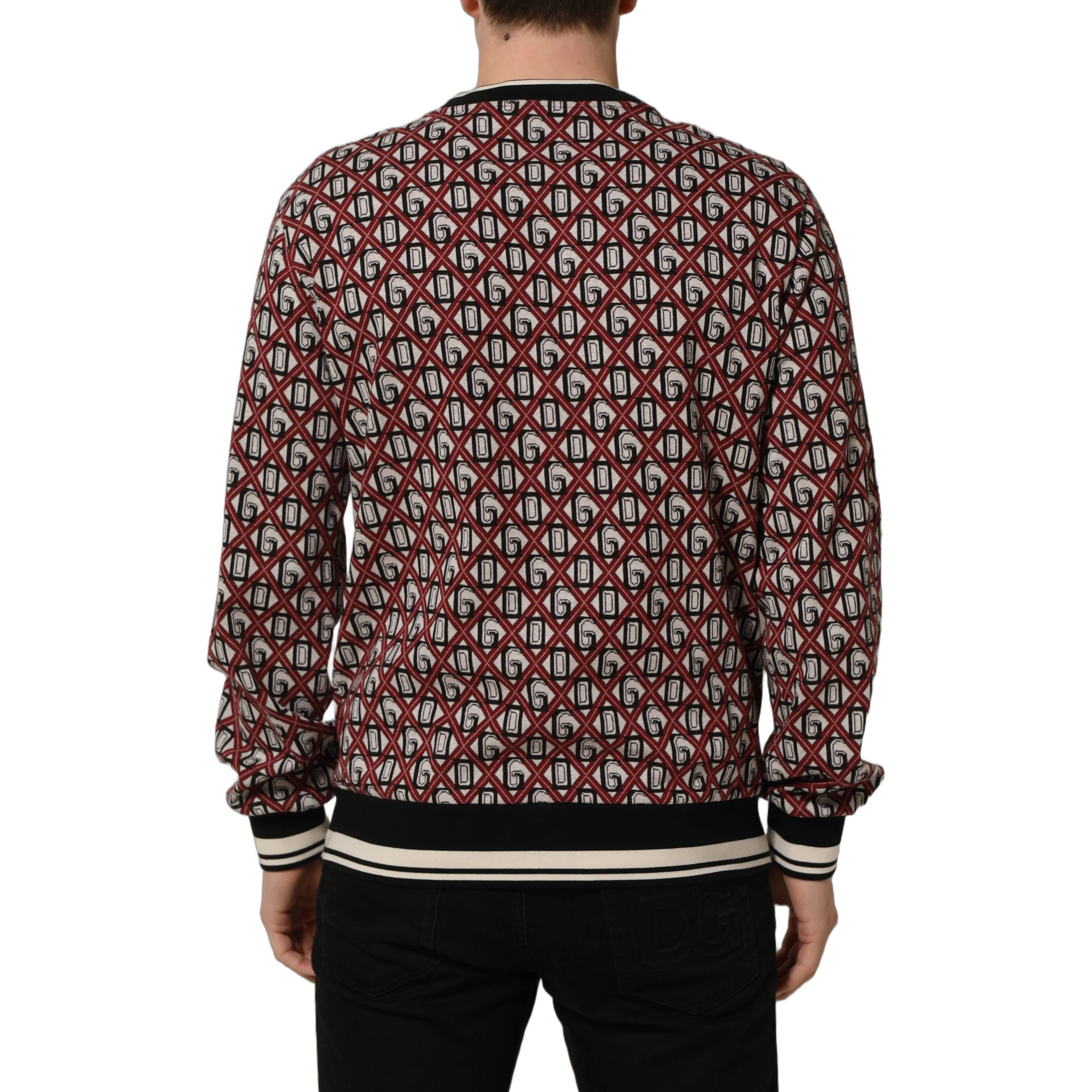 Red Logo Cotton Jacquard Sweatshirt Sweater