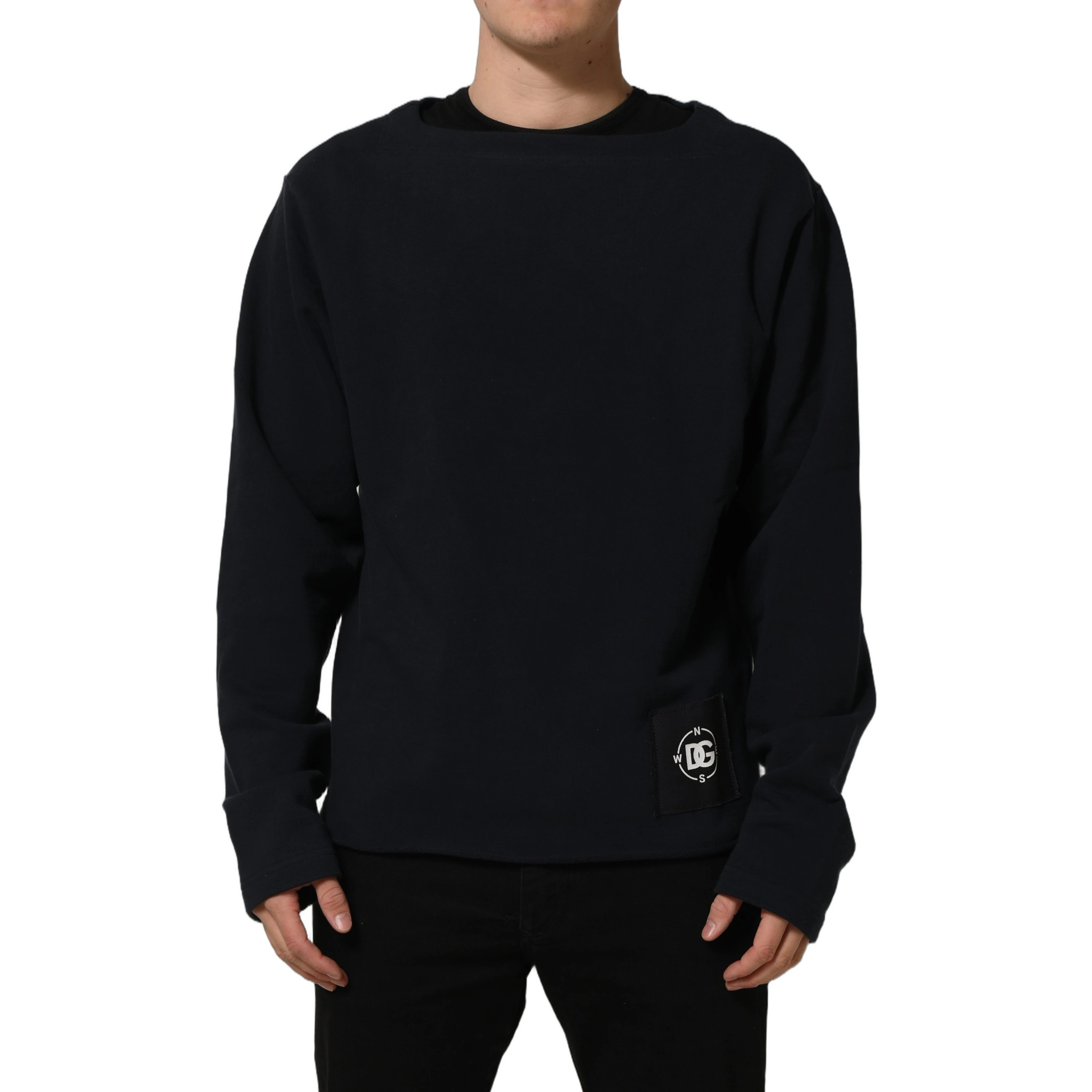 Dark Blue Logo Cotton Sweatshirt Sweater