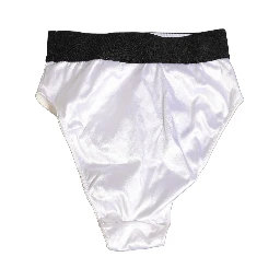 White Satin High-Waist Brief Logo Women Underwear