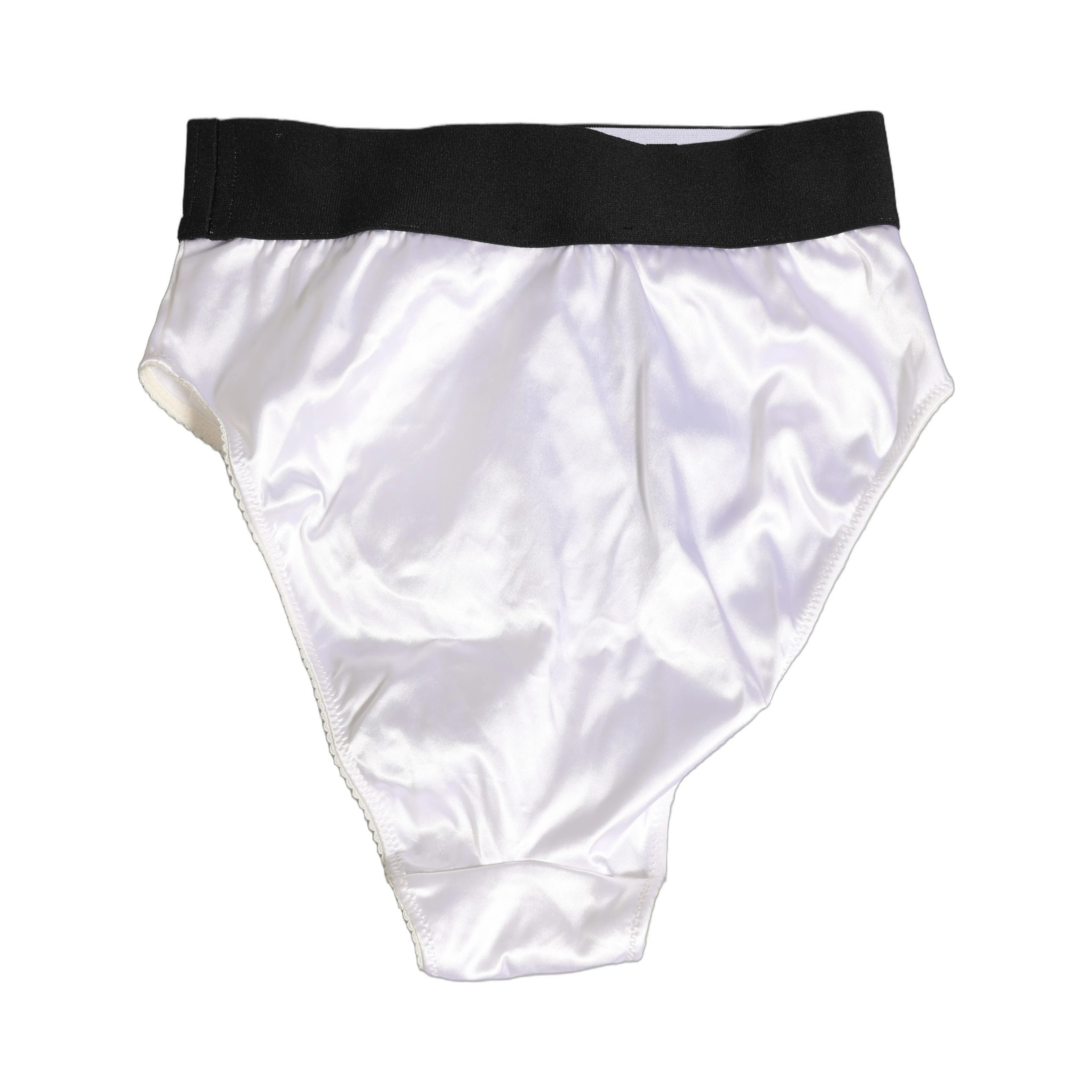 White Satin High-Waist Brief Logo Women Underwear