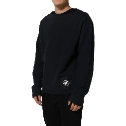 Dark Blue Logo Cotton Sweatshirt Sweater