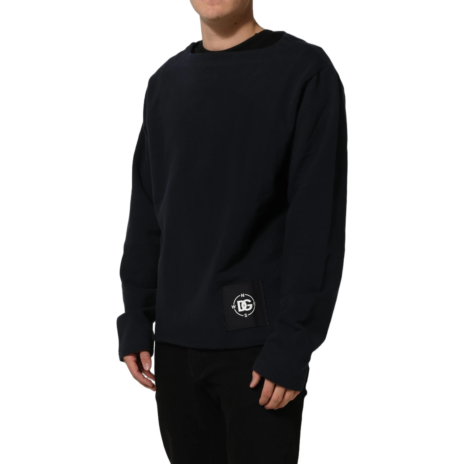 Dark Blue Logo Cotton Sweatshirt Sweater
