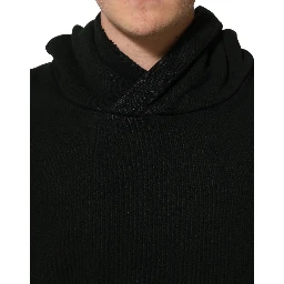 Black Cotton Hooded Men Sweatshirt Sweater