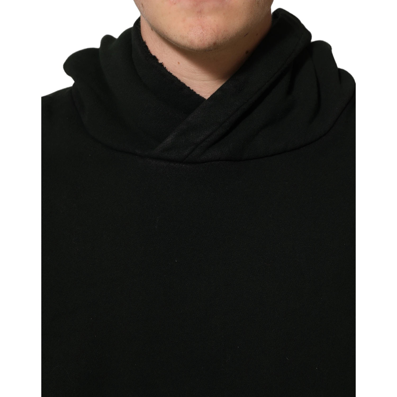 Black Cotton Hooded Men Sweatshirt Sweater