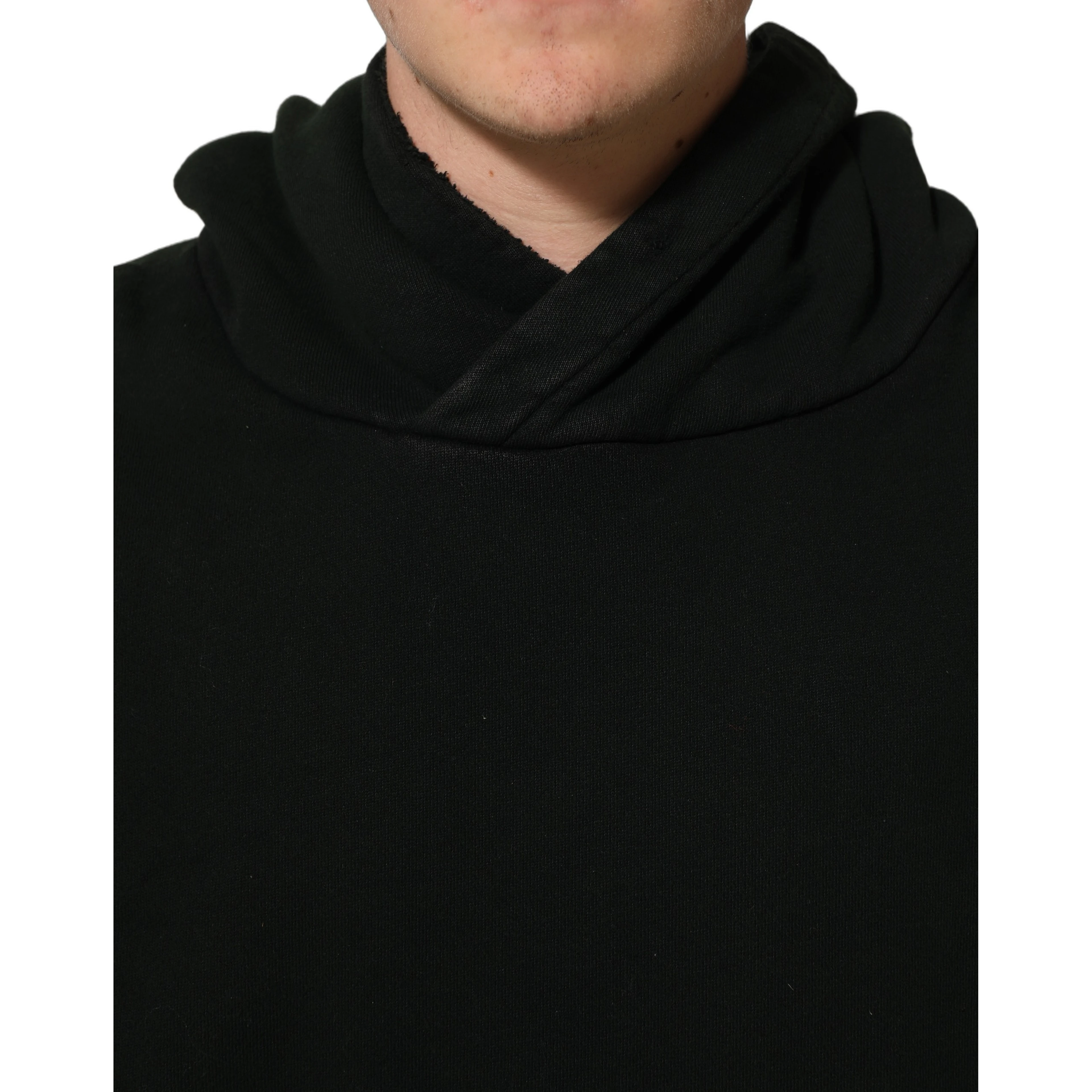 Black Cotton Hooded Men Sweatshirt Sweater