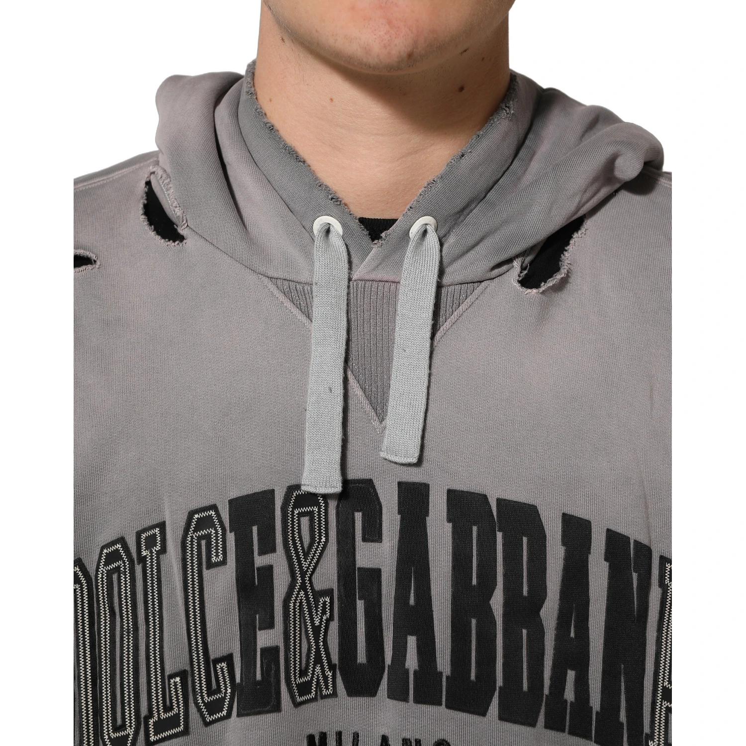Gray Graphic Hooded Sweatshirt Men Sweater