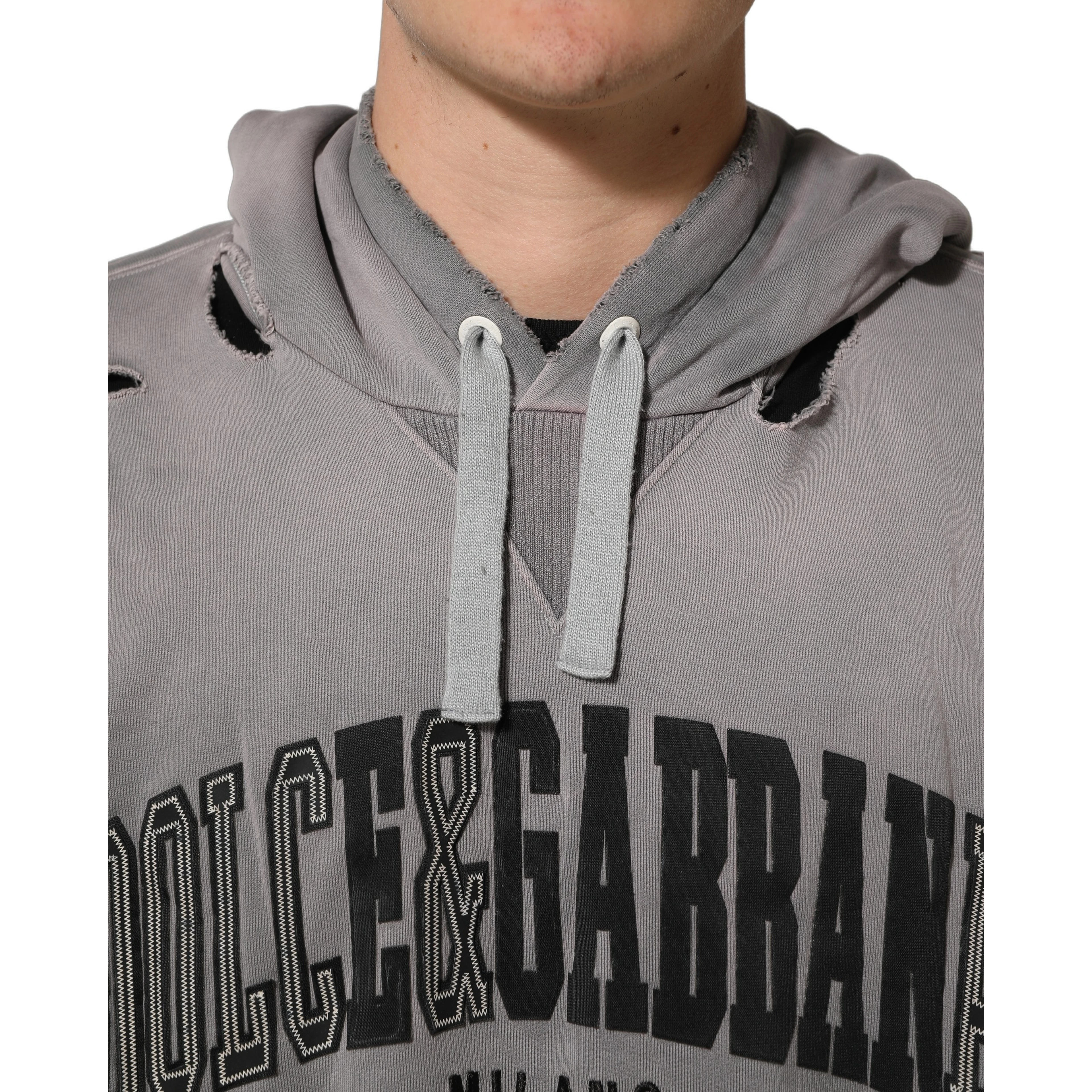 Gray Graphic Hooded Sweatshirt Men Sweater
