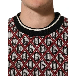 Red Logo Cotton Jacquard Sweatshirt Sweater