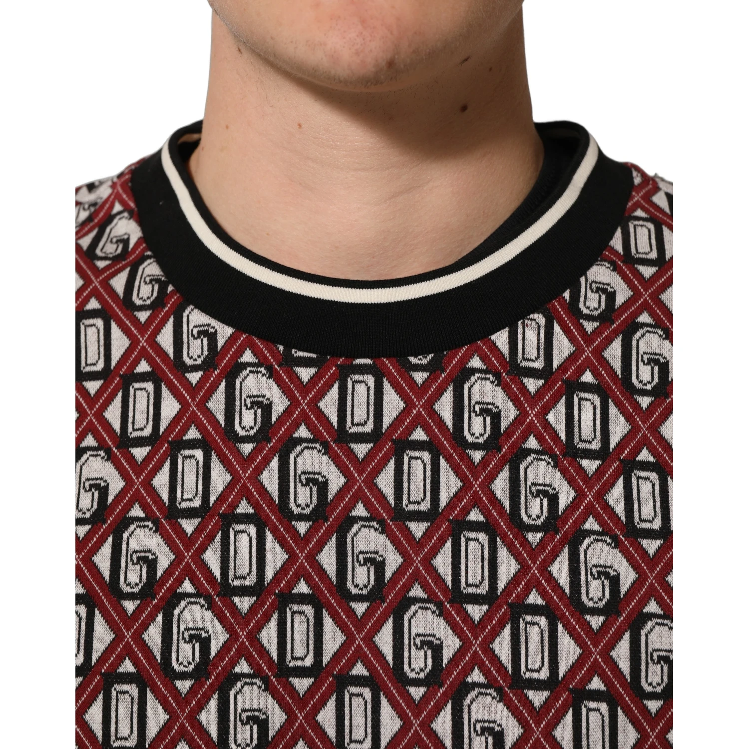 Red Logo Cotton Jacquard Sweatshirt Sweater
