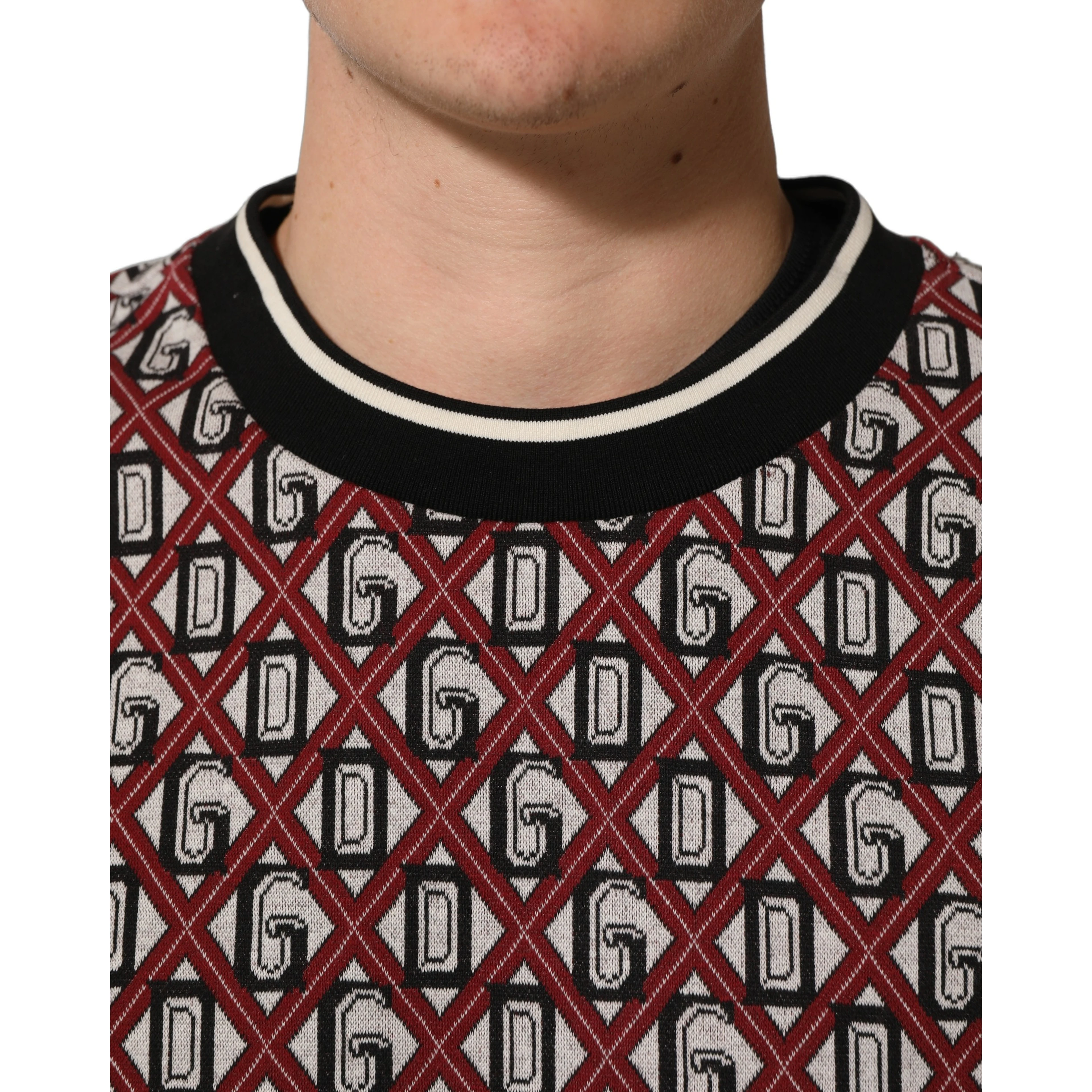 Red Logo Cotton Jacquard Sweatshirt Sweater