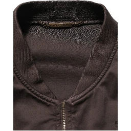 Brown Cotton Full Zip Men Bomber Jacket