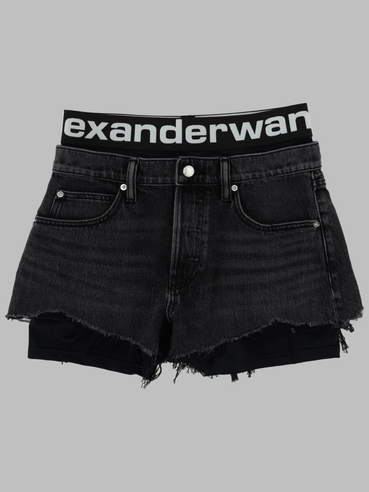 SHORTS IN DENIM CON LOGO