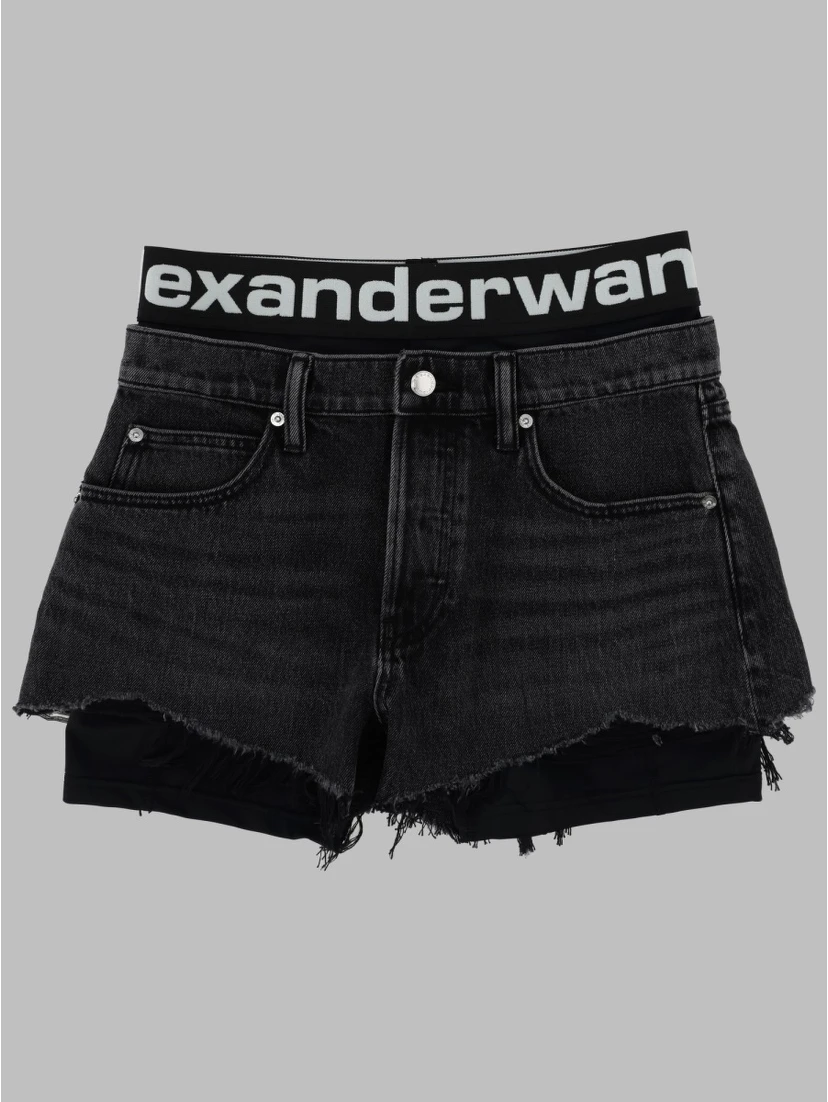 SHORTS IN DENIM CON LOGO