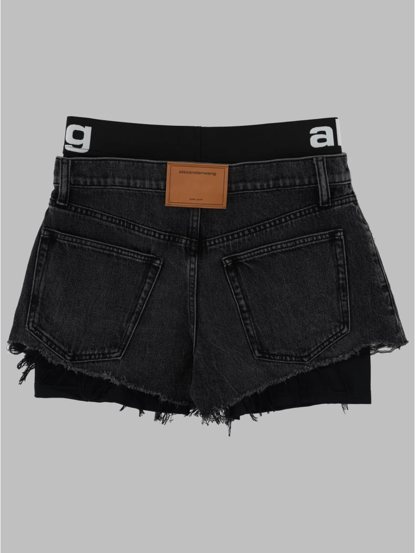SHORTS IN DENIM CON LOGO