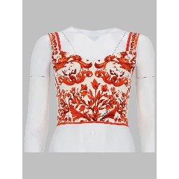 TOP BUSTIER IN CHARMEUSE STAMPA MAIOLICA