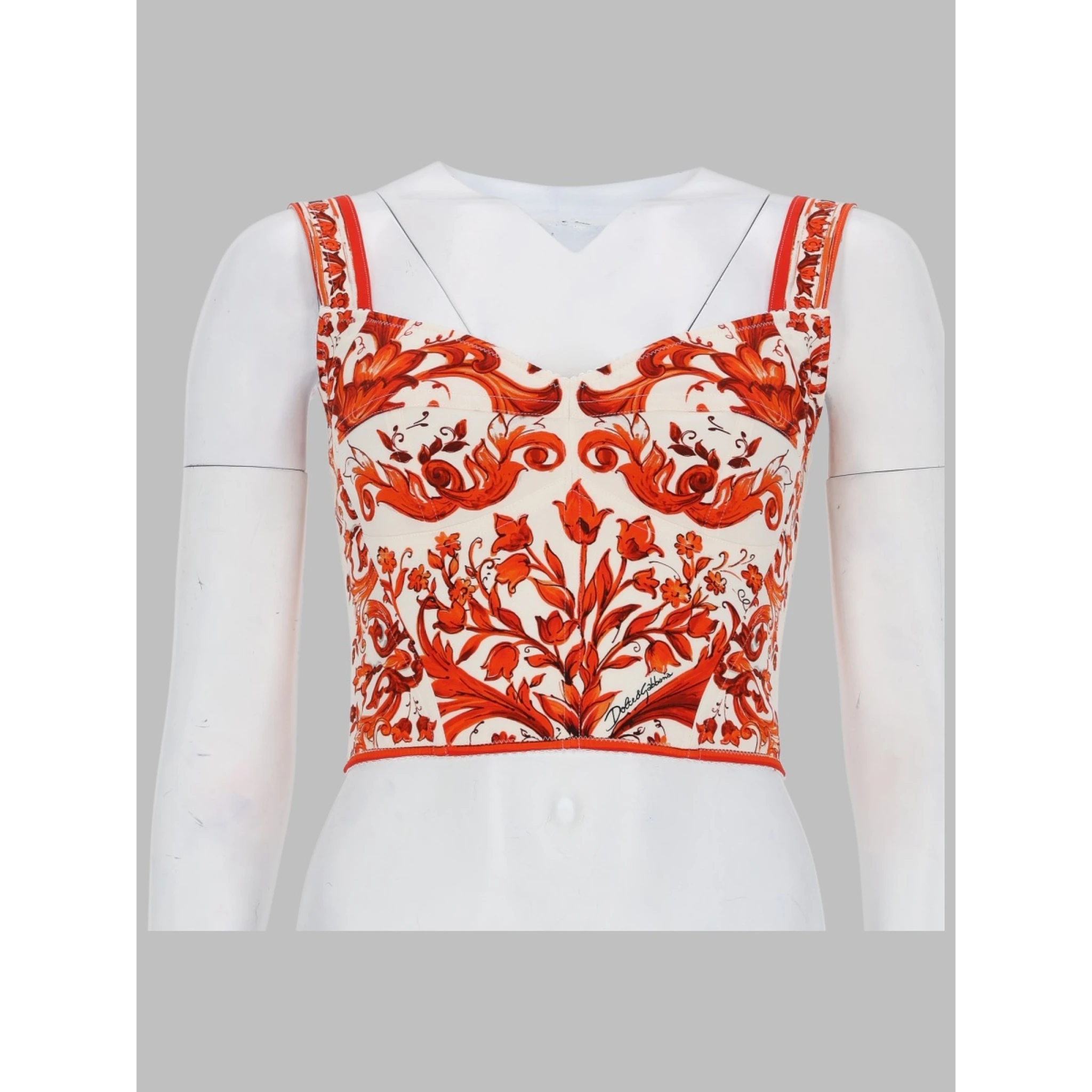 TOP BUSTIER IN CHARMEUSE STAMPA MAIOLICA