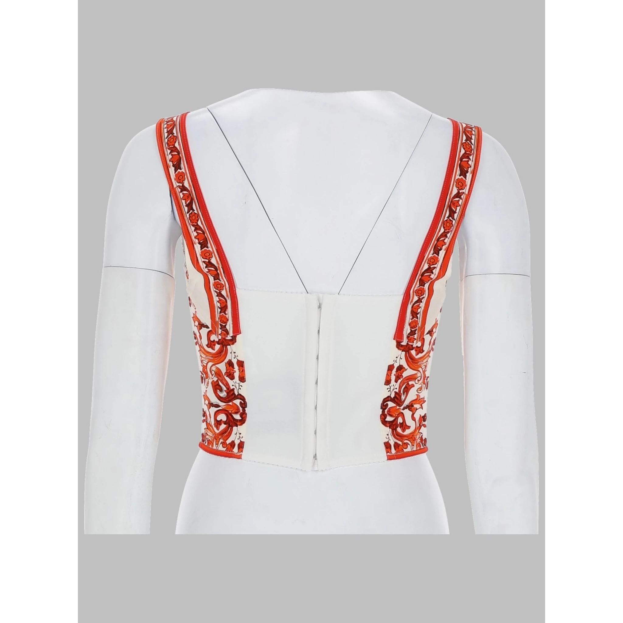 TOP BUSTIER IN CHARMEUSE STAMPA MAIOLICA