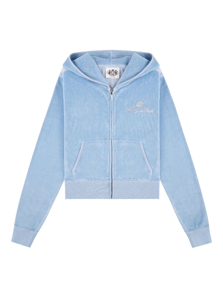 JUICY SCRIPT VELOUR ZIP HOODIE