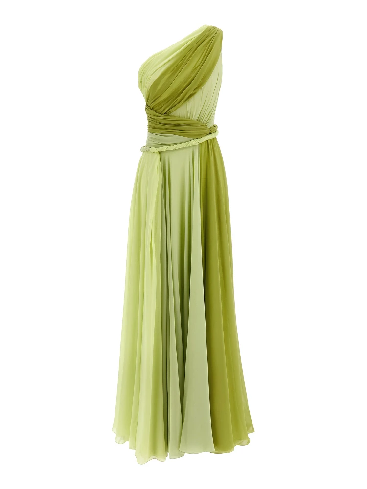 Bicolor Silk Long Dress