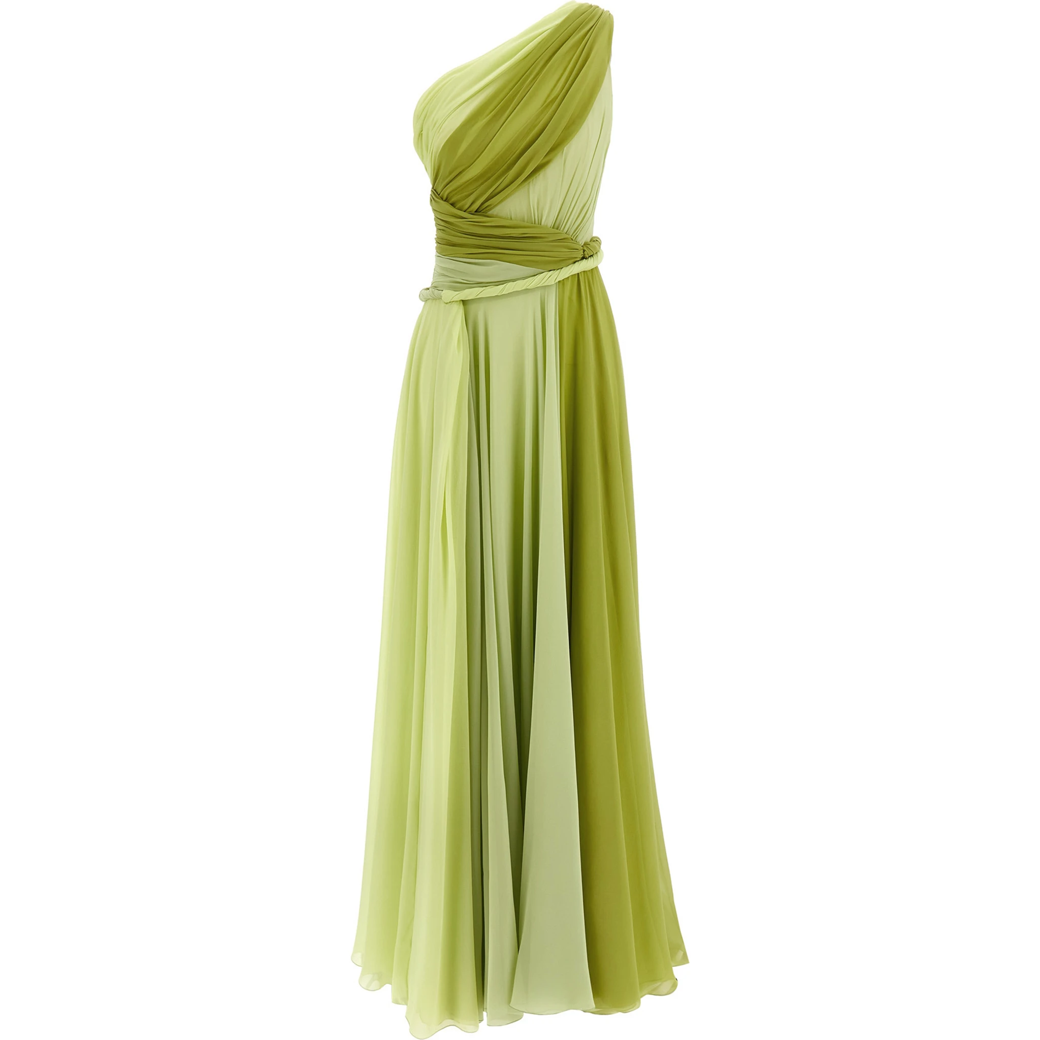 Bicolor Silk Long Dress