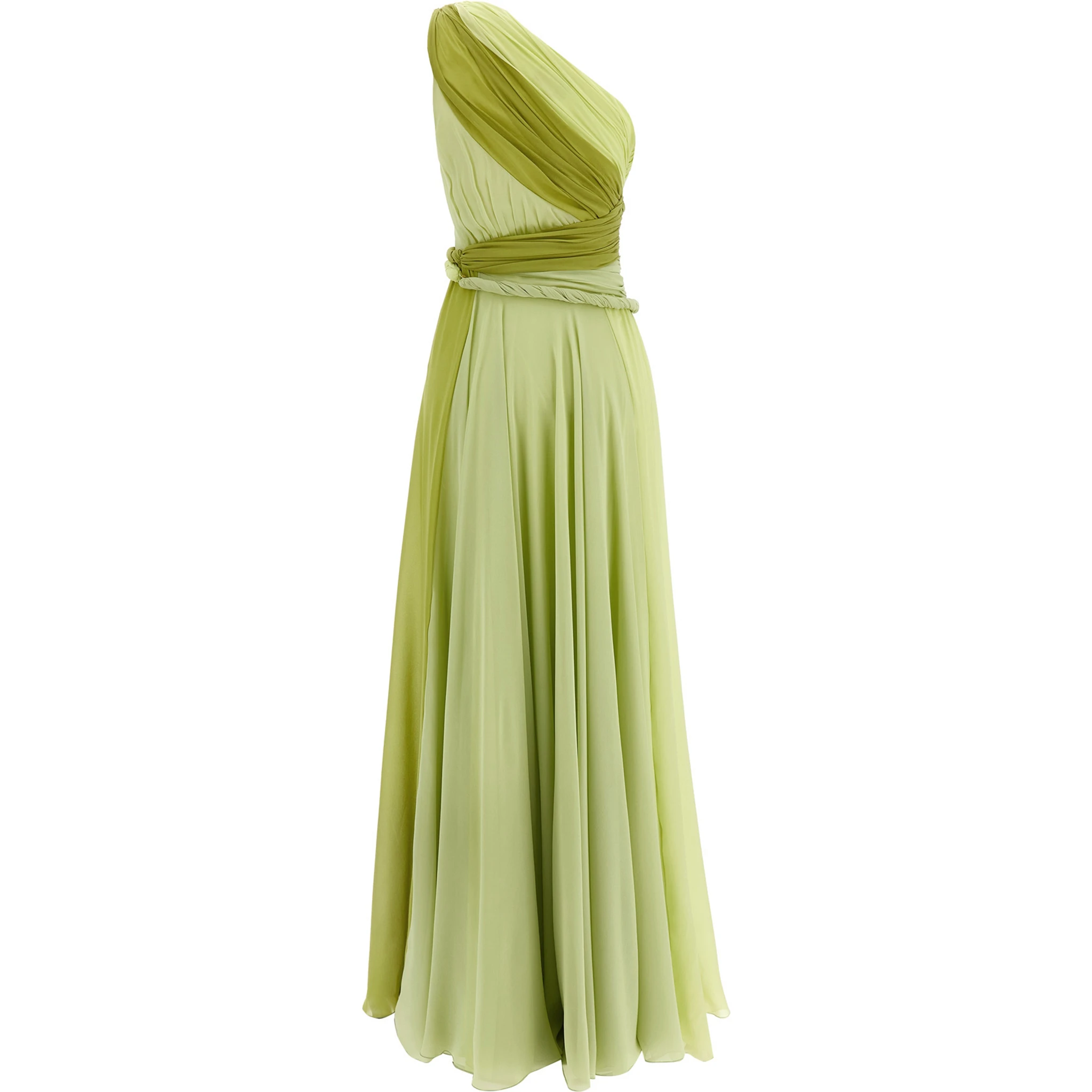 Bicolor Silk Long Dress
