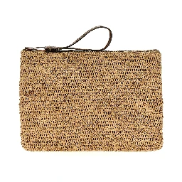 Beige Raffia Clutch Bag
