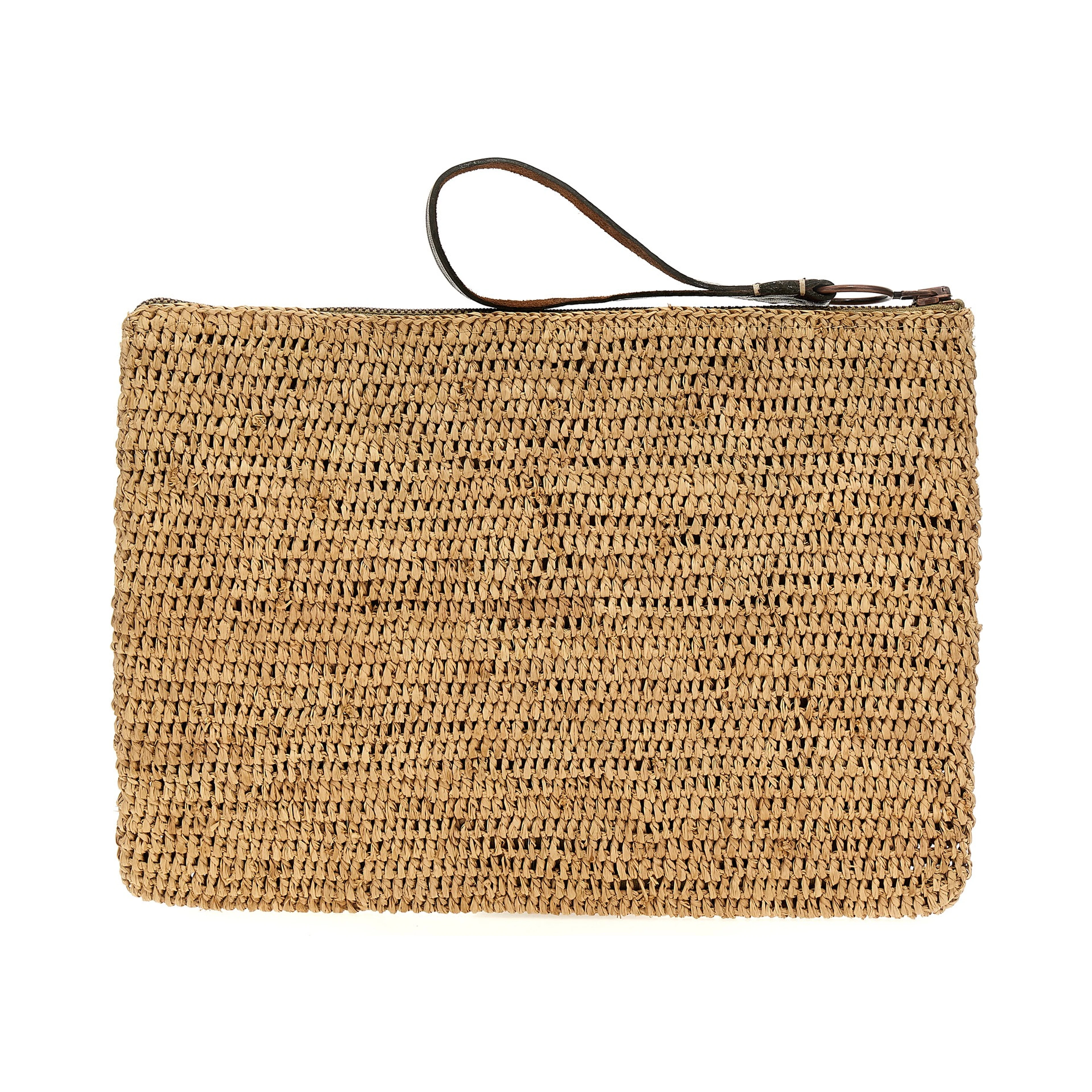 Beige Raffia Clutch Bag