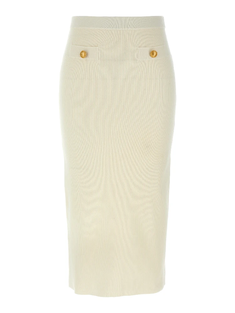 White Wool Midi Skirt